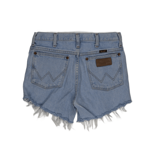 Wrangler Vintage High Waisted Cut Off Denim Shorts Light Blue Size 26W Cotton