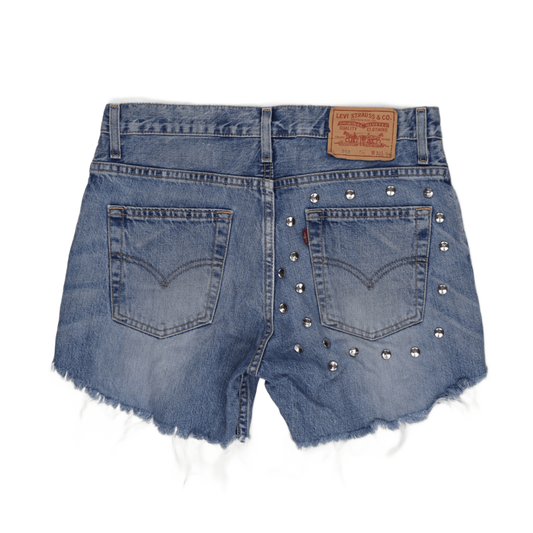 Levi's 518 Studded Cut-Off Denim Shorts Blue W32 Cotton Vintage