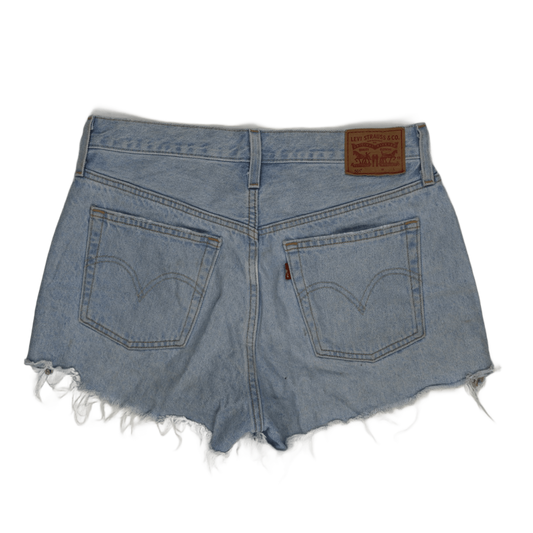Levi's 501 High-Waisted Distressed Denim Shorts Light Blue Size 32 Cotton Vintage