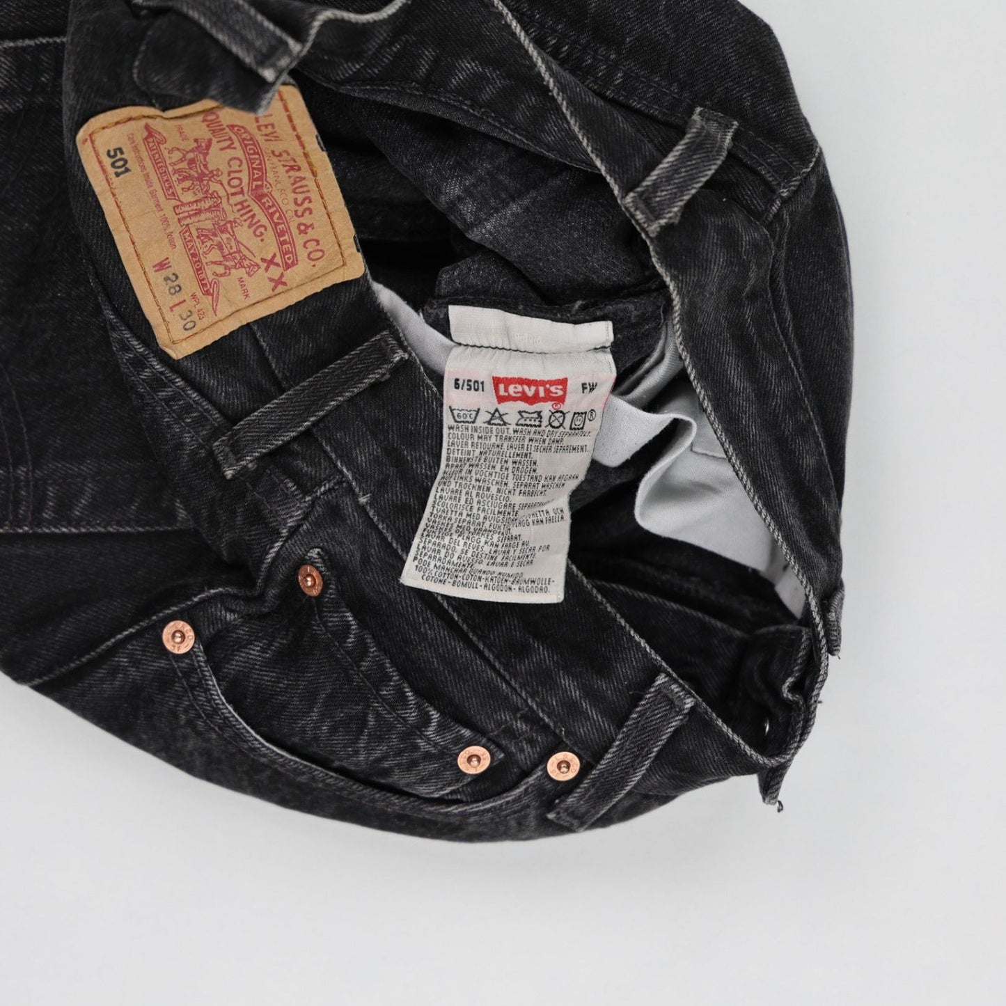 Levi's 501 High Waist Black Denim Shorts W28 L30 Cotton Vintage
