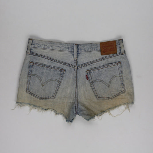 Levi's 501 Vintage Floral Embroidered Distressed Denim Shorts Light Blue W32 100 Cotton
