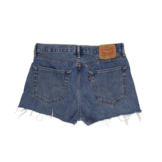 Levi's 505 Women's High Waisted Distressed Denim Shorts Blue W32 L32 Cotton Vintage