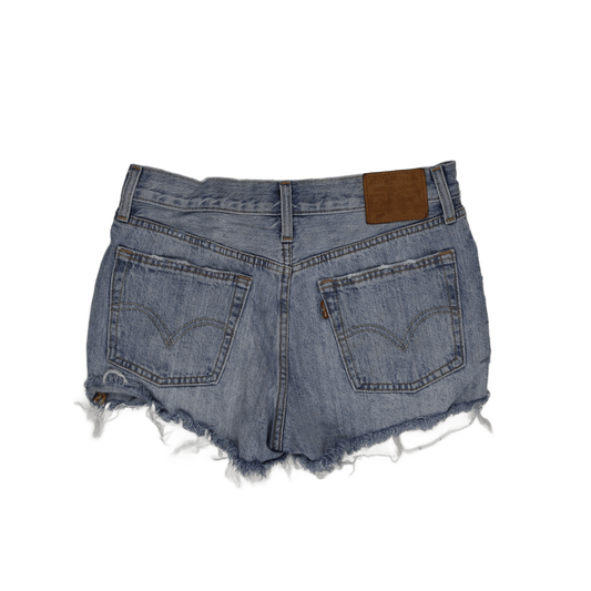 Levi's 501 Distressed High Waisted Denim Shorts Light Blue Size 28 Cotton Vintage