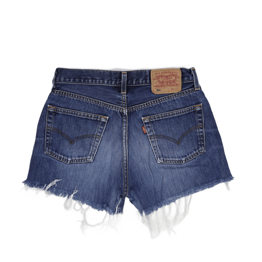 Levi's 501 High-Waisted Distressed Denim Shorts Blue W31 L21 Cotton Vintage Casual
