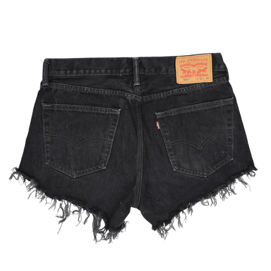 Levi's 505 Black Denim Distressed Cut Off Shorts W32 Cotton Vintage
