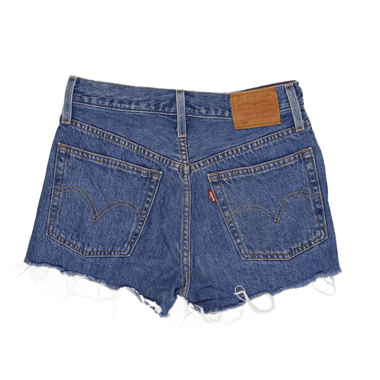 Levi's 501 Vintage High Waist Raw Hem Denim Shorts Blue Size 28W 100% Cotton