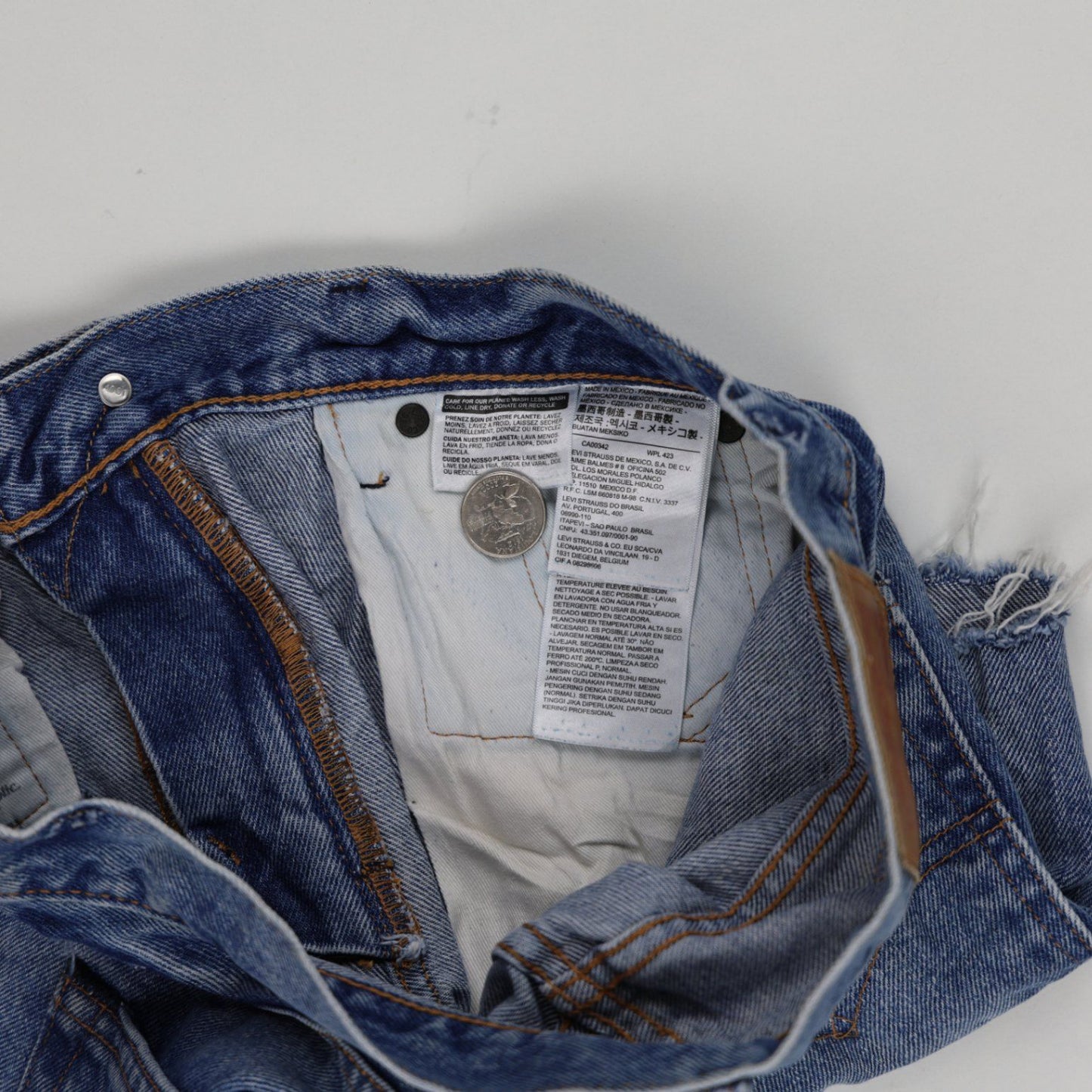 Levi's 505 Vintage Distressed Cut-Off Shorts Blue 29W Cotton Denim