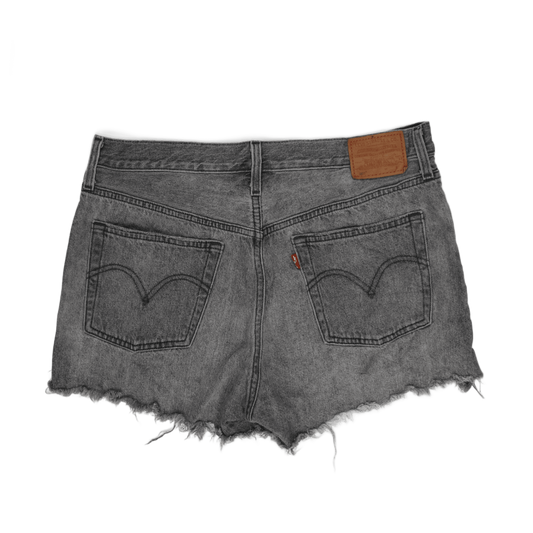 Levi's 501 Grey Distressed Denim Shorts W28 High Waist Vintage Cotton