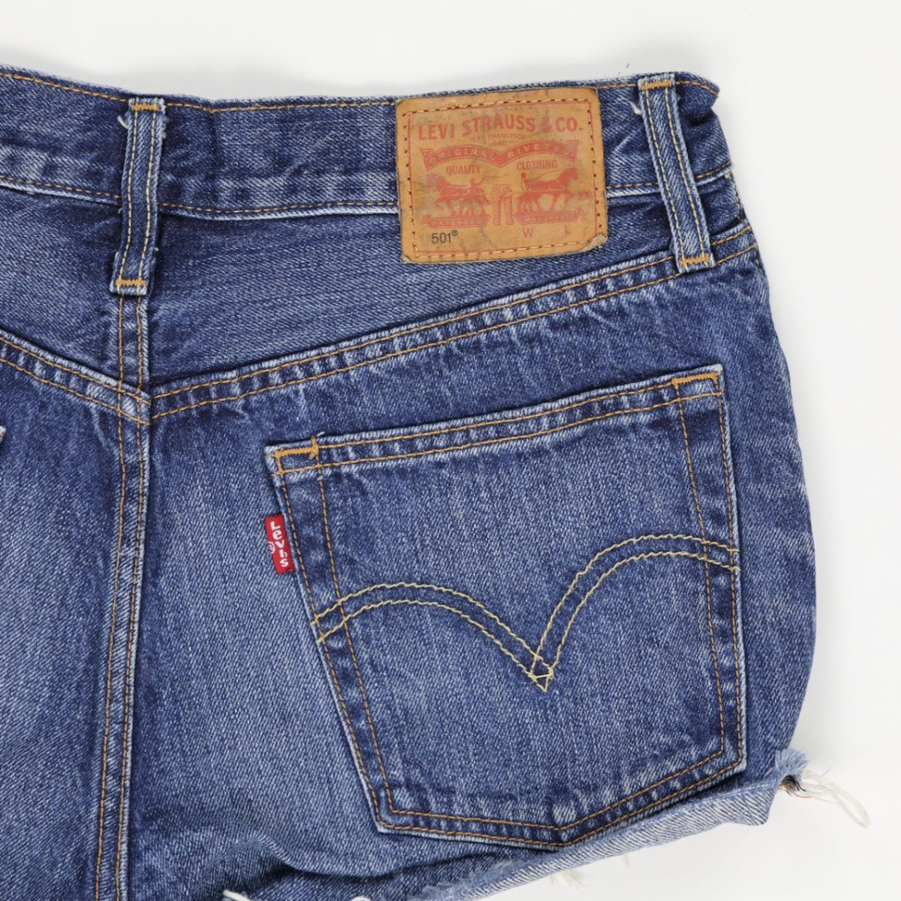 Levi's 501 Vintage Blue Distressed Denim Shorts W27 100% Cotton Women's