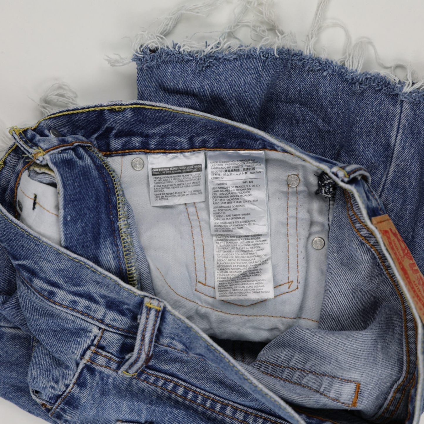 Levi's 505 Distressed Denim Shorts Blue W31 L34 100% Cotton Vintage