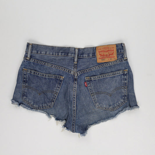 Levi's 505 Vintage High Waist Distressed Denim Shorts Blue W30 Cotton