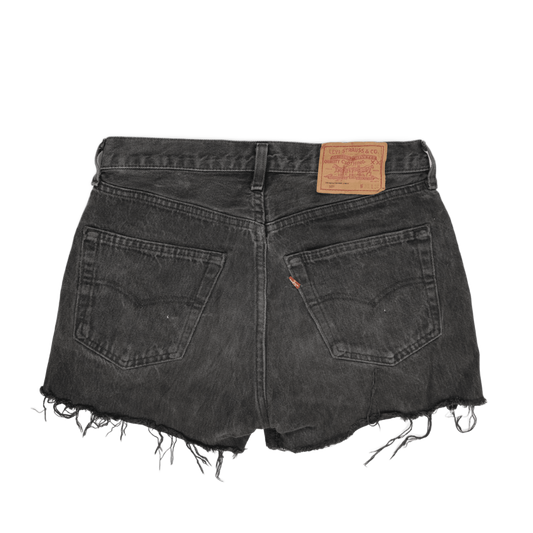 Levi's 501 Vintage Black Denim High Waist Cut-Off Shorts W30 L34 Cotton