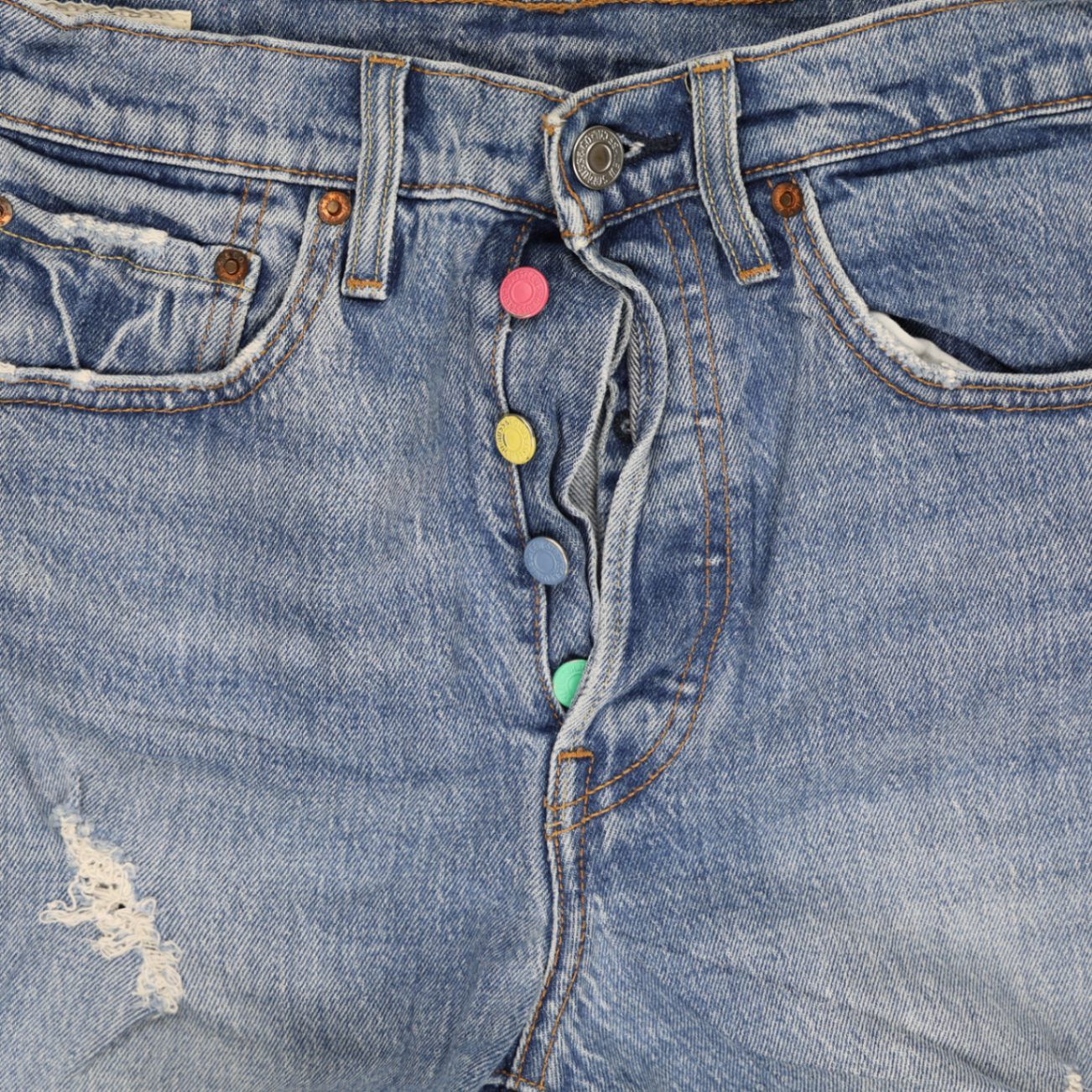 Levi's 501 Vintage High Waist Denim Shorts Mid Blue W30 100% Cotton