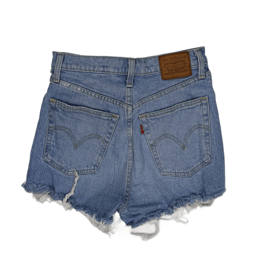 Levi's Women's High Waisted Distressed Shorts Blue Size 28W Cotton Vintage