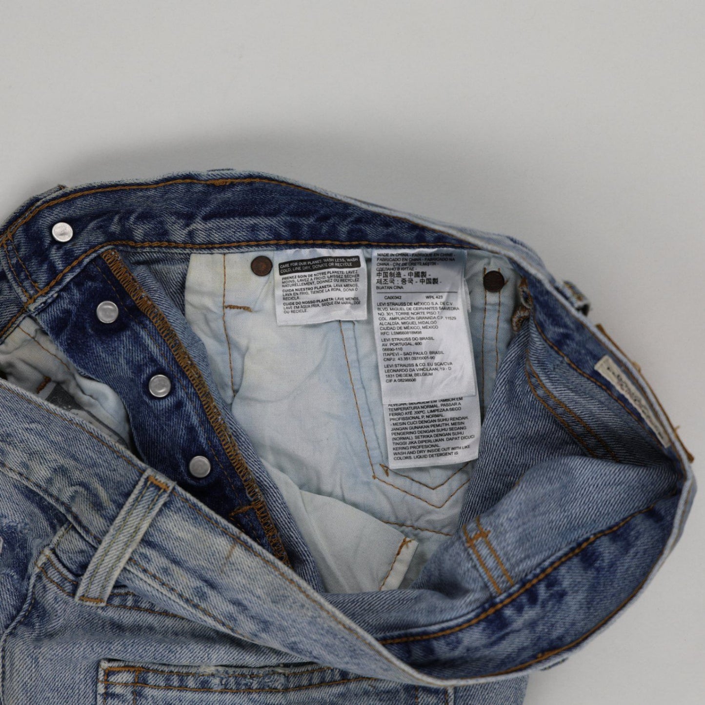 Levi's 501 Distressed High-Waisted Blue Denim Shorts W28 100% Cotton