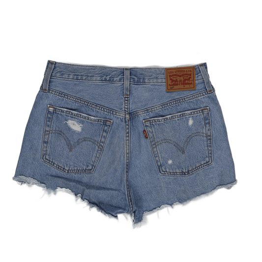 Levi's 501 High Waisted Denim Shorts Light Blue 28W Cotton Vintage