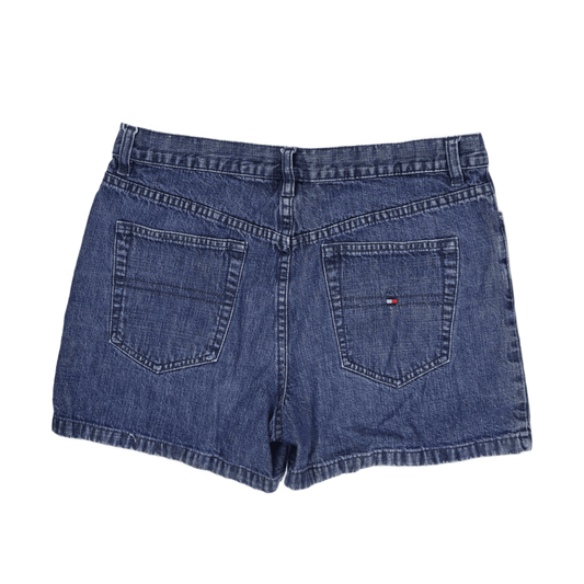Tommy Hilfiger Women's High Waist Denim Shorts Blue Size 10 8 Inch Inseam Cotton Denim
