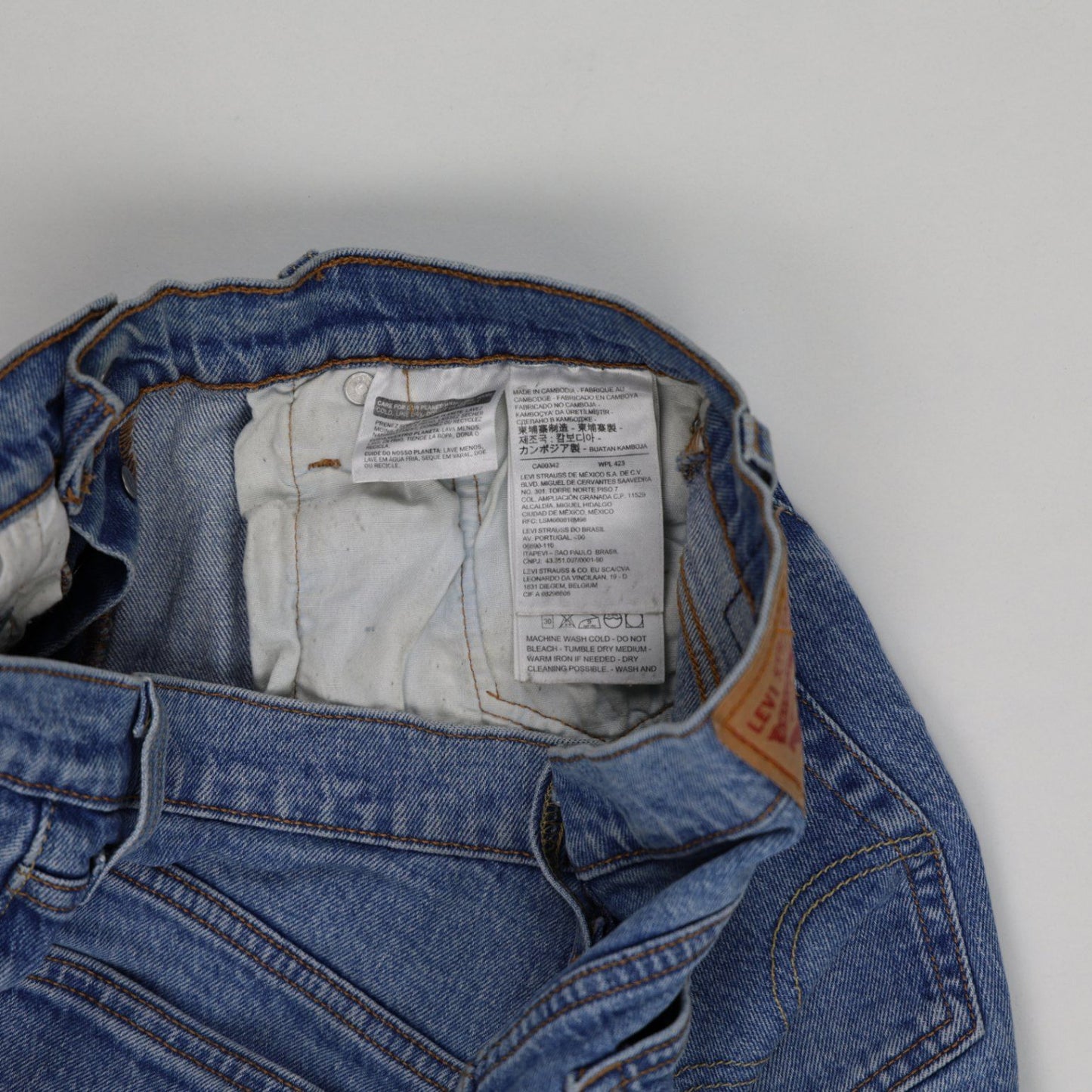 Levi's 501 Vintage Blue Distressed Denim High-Waist Shorts Womens W31 Frayed Hem