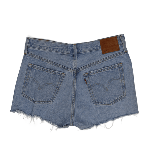 Levi's 501 High Waist Distressed Light Wash Denim Shorts - Classic Summer Blue 30W Womens