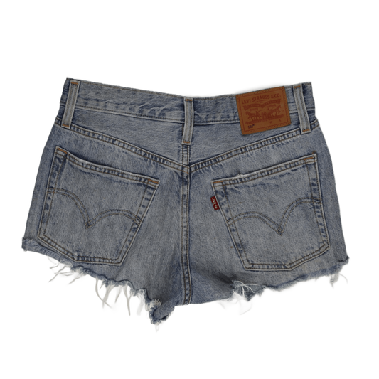 Levi's 501 Distressed Denim High Waist Women’s Shorts in Light Blue Wash, Size W28