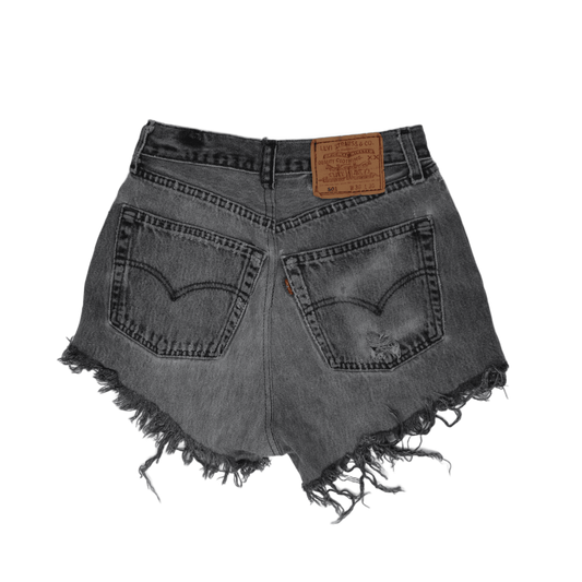 Levi's 501 Distressed Black Denim Cut-Off Shorts W36 Vintage Grunge Style