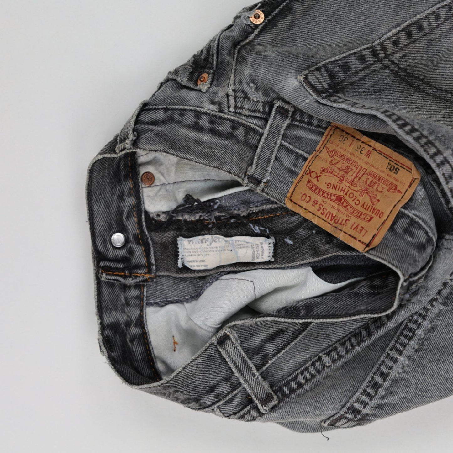 Levi's 501 Distressed Black Denim Cut-Off Shorts W36 Vintage Grunge Style
