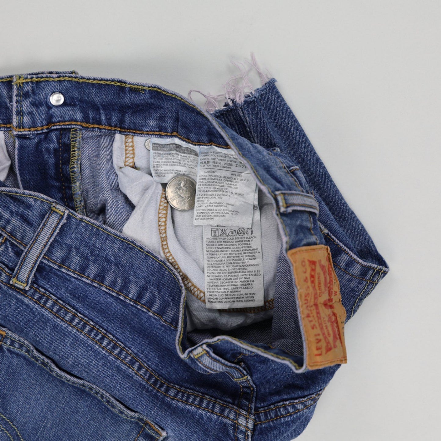 Levi's 511 Blue Denim Cut-Off Shorts W30 High-Quality Distressed Men’s Summer Casual