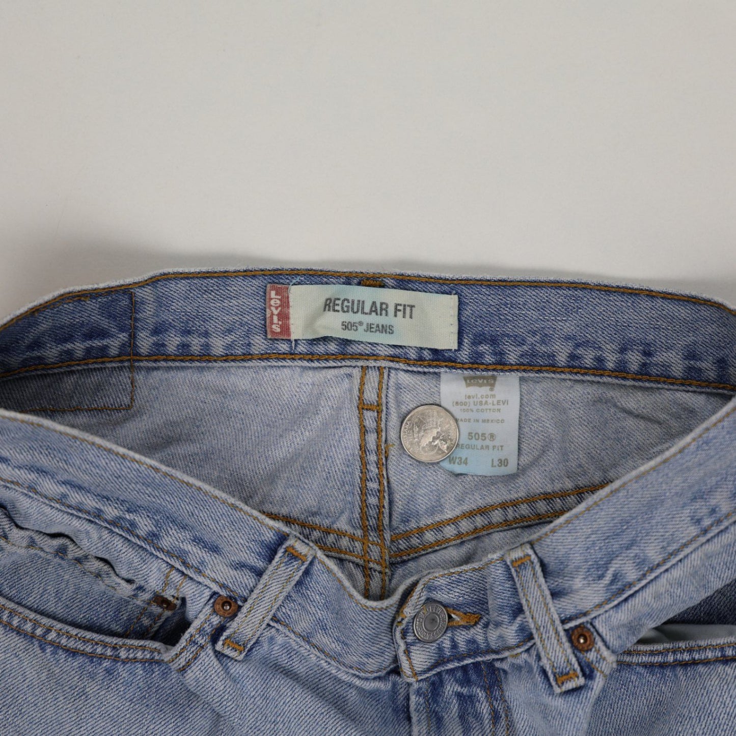 Levi's 505 Regular Fit Distressed Denim Shorts W34 L30 Vintage Blue Men