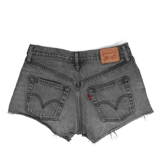 Levi's 501® Grey Distressed Denim High Waisted Shorts L W30 Vintage Style