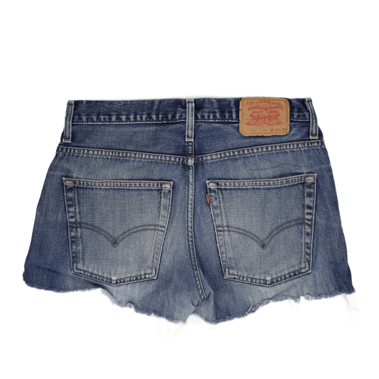 Levi's 501 Denim Cut-Off Shorts W32 Blue Distressed Vintage Style Raw Hem