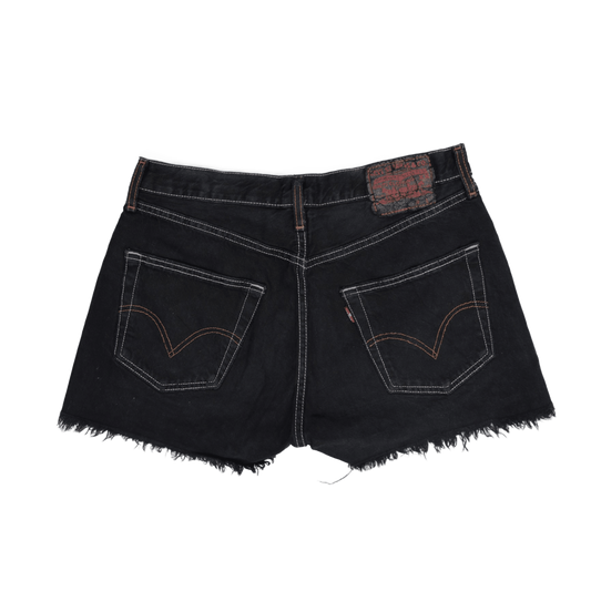 Levi's 501 Black Denim Cut Off Shorts Frayed Hem Vintage Style Womens
