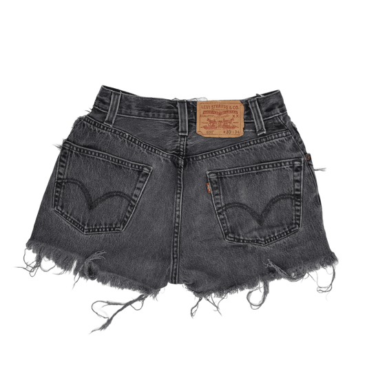 Levi's Vintage High Waist Distressed Black Denim Shorts W33 Authentic USA Made - Edgy Summer Festival Style