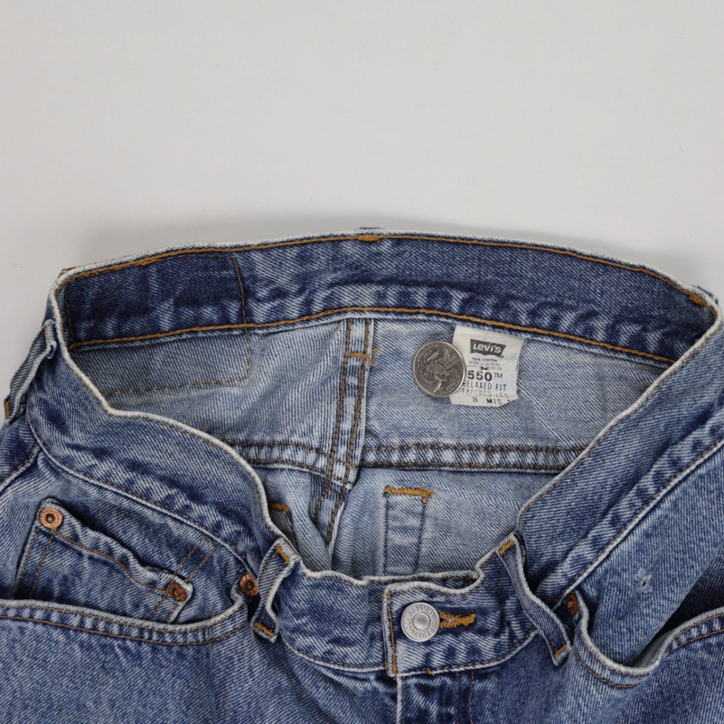 Levi's 550 Relaxed Fit Vintage Denim Shorts W30 Frayed Hem Classic Blue