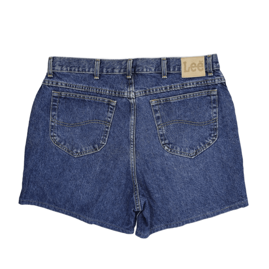 Lee Vintage Blue Denim High Waist Shorts - Classic Relaxed Fit, Casual Summer Staple, Ladies Size 12, Authentic 90s Style