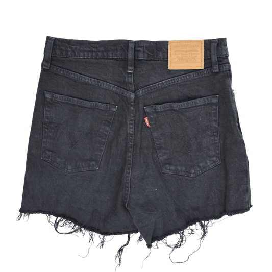 Levi's High Rise Black Denim Cut-Off Shorts, Size 26, Button Fly, Waterless, Womens