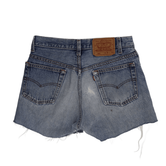 Levi's 501 High-Rise Vintage Denim Shorts, Raw Hem, Size W29 L30, Distressed Blue