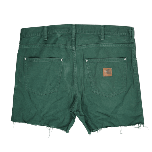 Carhartt Green Cotton Slim Fit Raw Hem Shorts 38W – Rugged Summer Workwear for Men