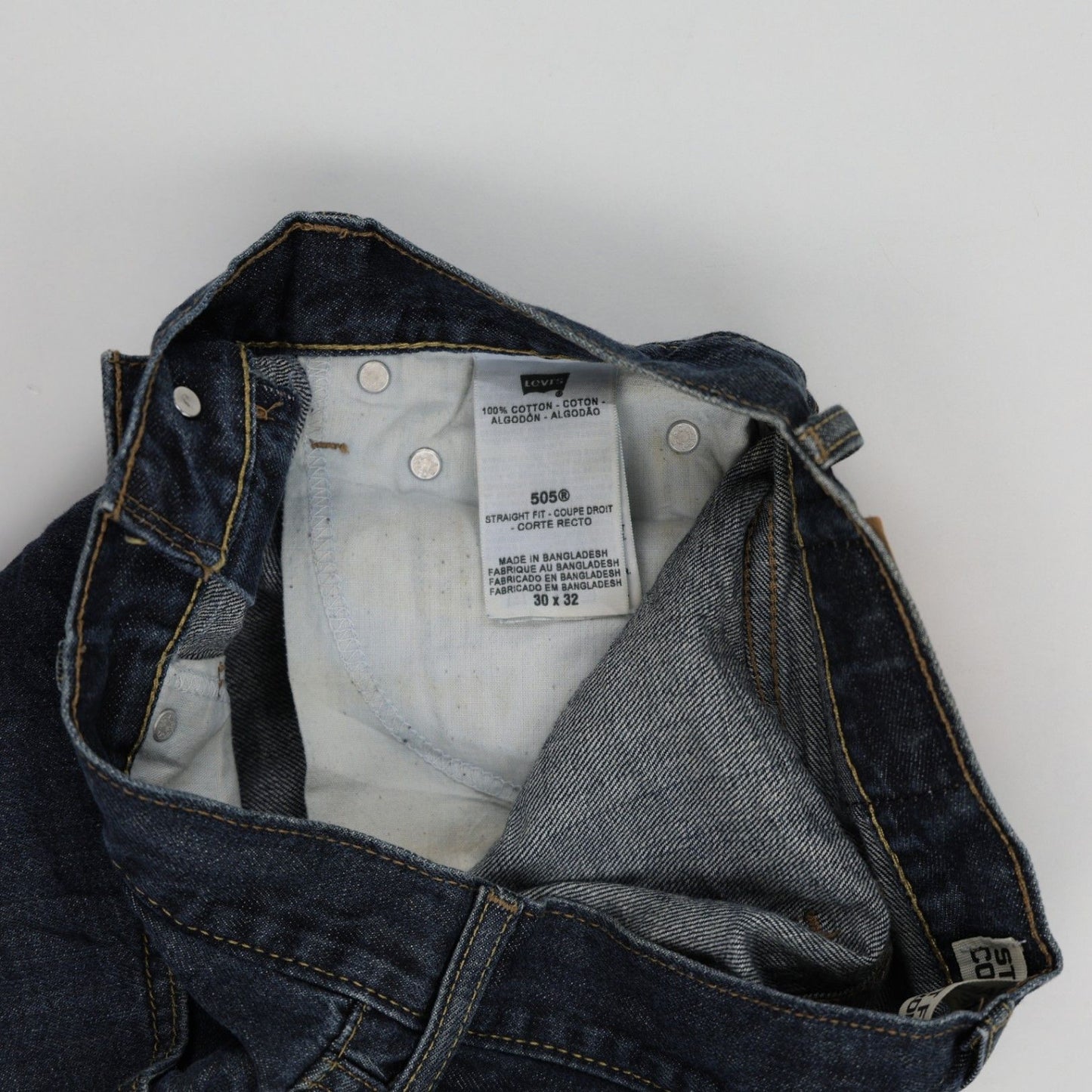 Levi's 505 Straight Fit Denim Shorts Mens W30 L32 Vintage Blue Cotton Distressed
