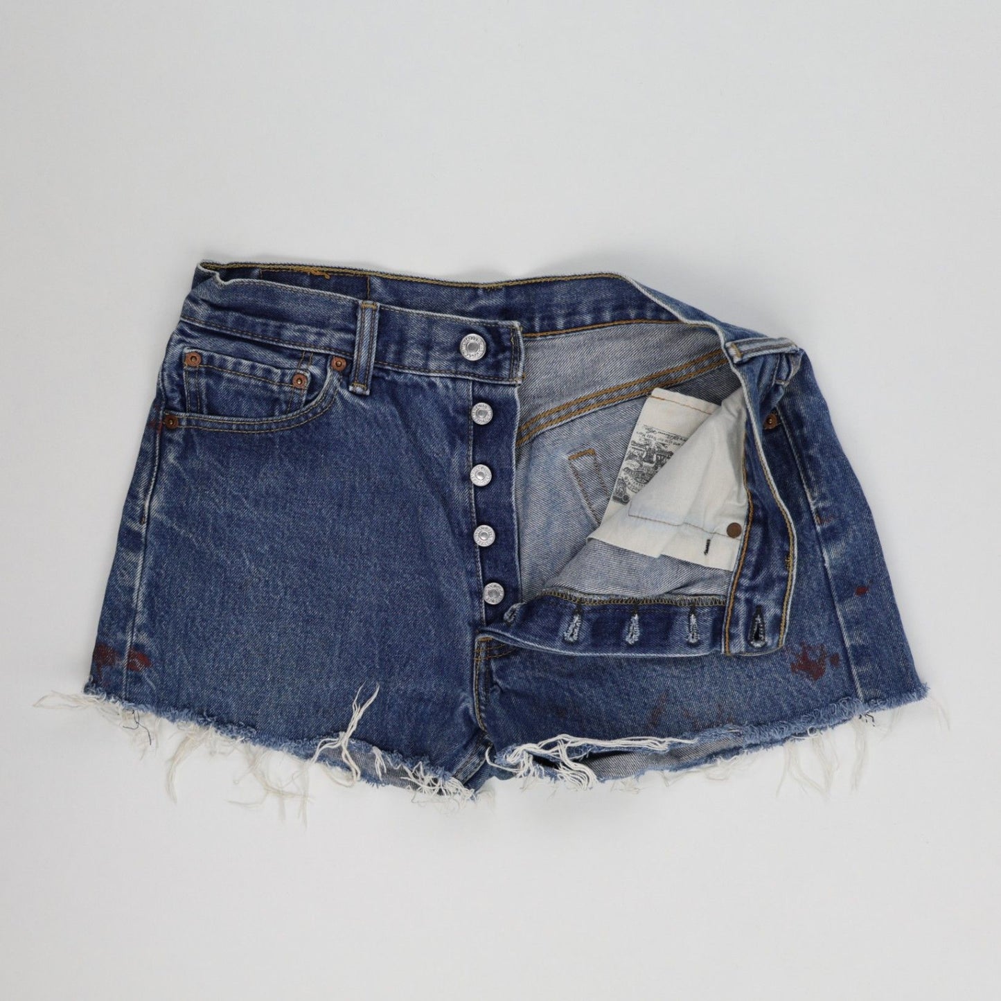 Levi's 501 Vintage High-Waisted Distressed Denim Shorts Blue W31 L32 Raw Hem