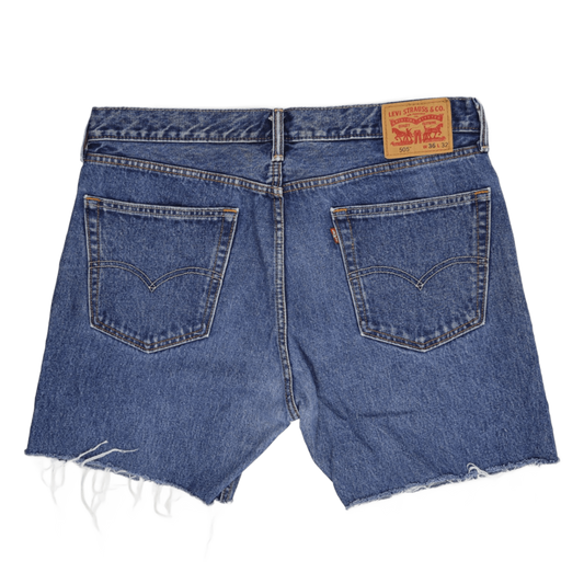 Levi's 505 Men's Denim Cut-Off Shorts Size W36 L32 Classic Blue Vintage Style
