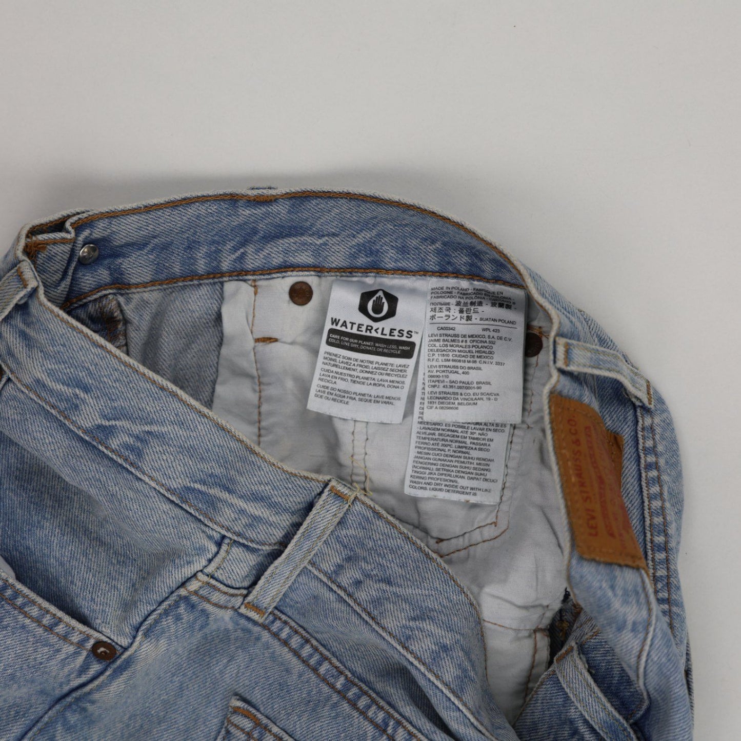 Levi's 501 Waterless Vintage Light Blue Denim Shorts, Distressed Hem Women’s
