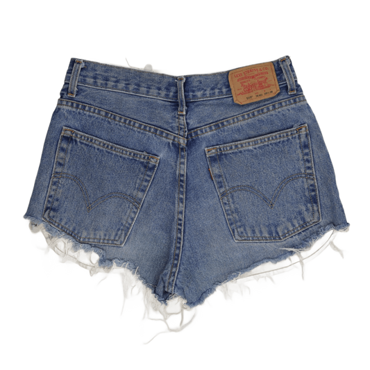 Levi's 569 Loose Straight Fit Denim Shorts, Blue, Size 16 Regular, Raw Hem, Vintage Style