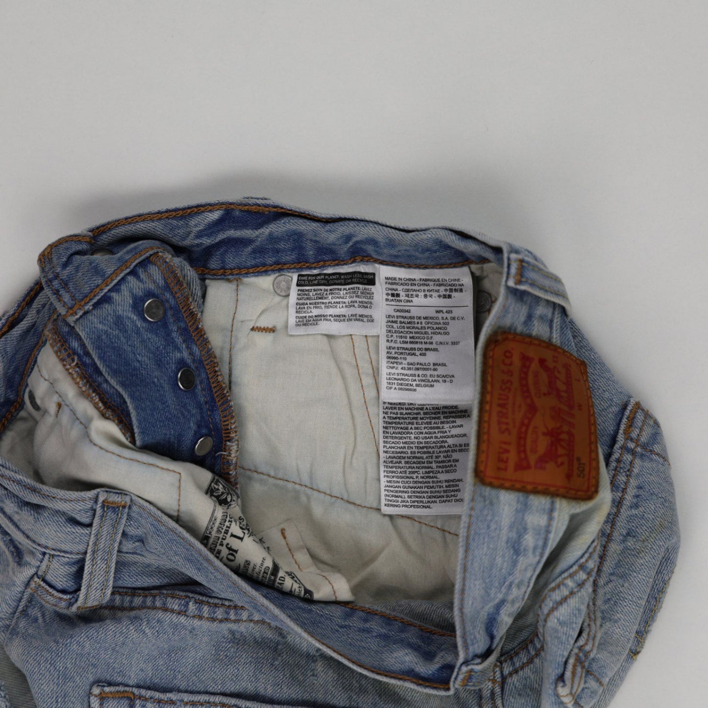 Levi's 501 High Rise Vintage Light Blue Denim Shorts W28 100 Cotton