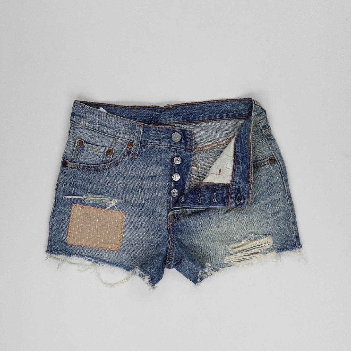 Levi's 501 Vintage Distressed Denim Shorts Blue W31 Cotton Denim Unisex