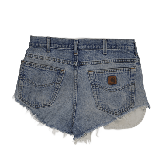 Carhartt Vintage High Waisted Distressed Denim Shorts Blue Size 27 Cotton