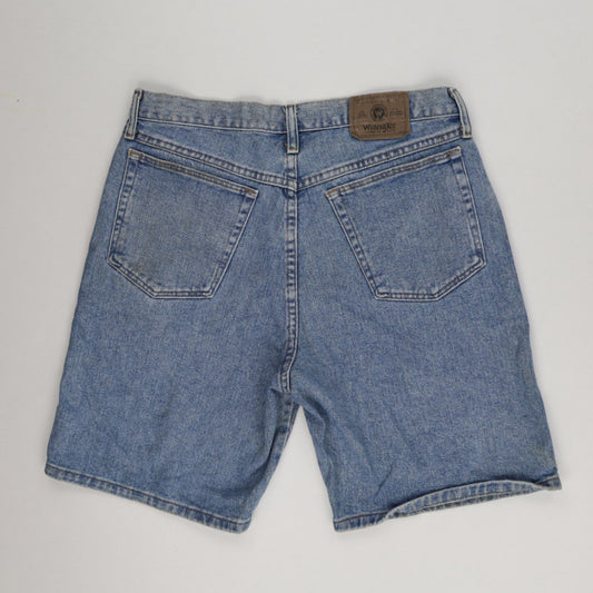 Wrangler Men's Vintage Blue Denim Shorts 33 Inch Waist 9 Inch Inseam 100 Percent Cotton