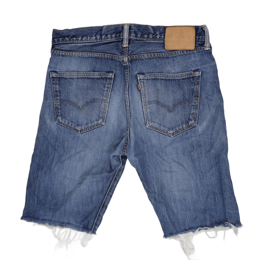 Levi's 501 Denim Shorts Blue Size 34 Cotton Vintage Distressed Frayed Hem