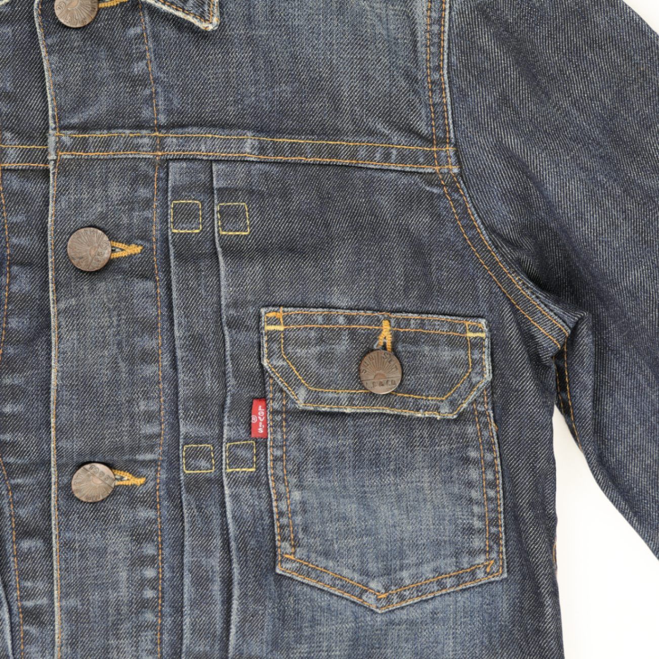 New Levi's Dark Wash Denim Trucker Jacket Size S Collared Men's