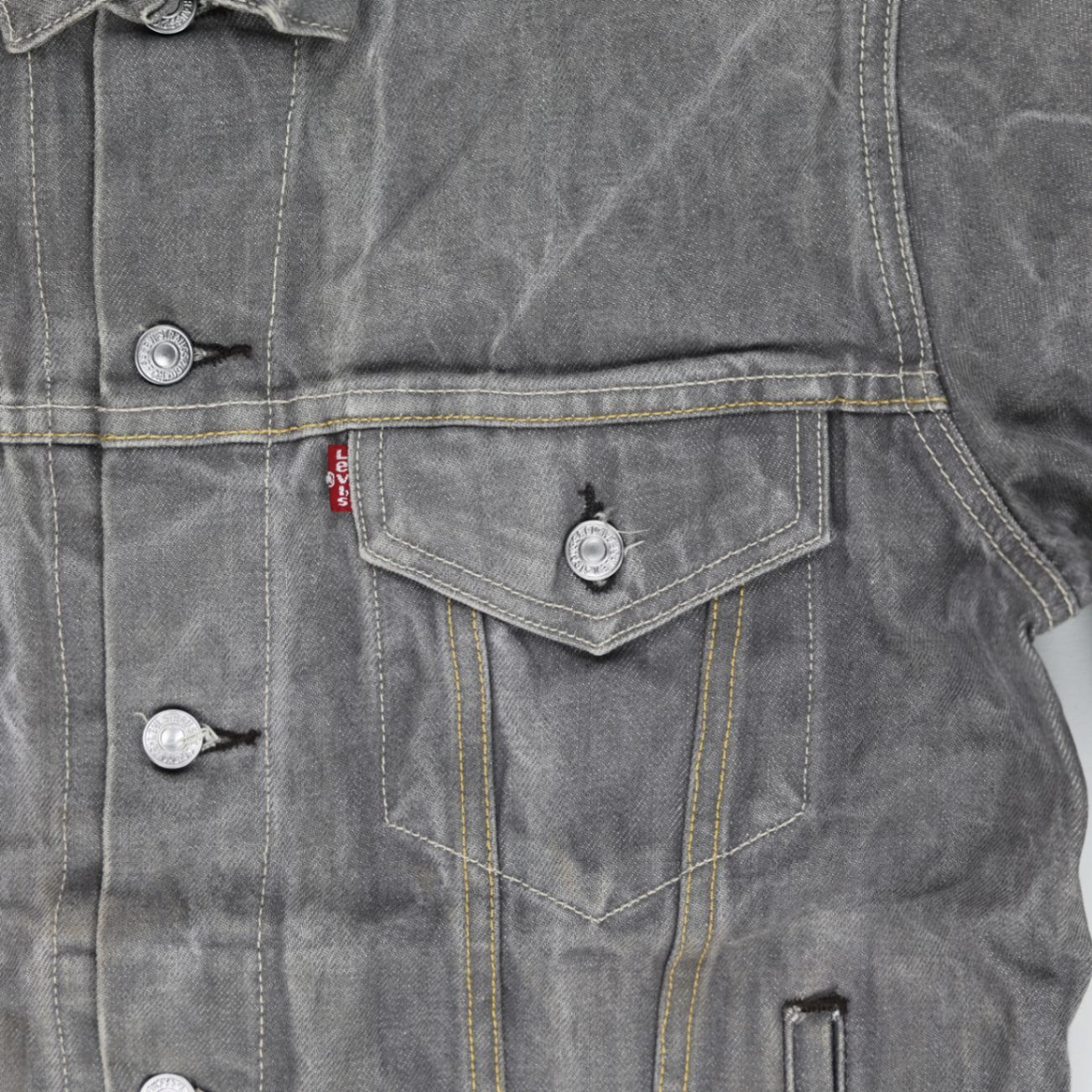 Levi's Mens Grey Denim Trucker Jacket Size Medium Cotton Vintage