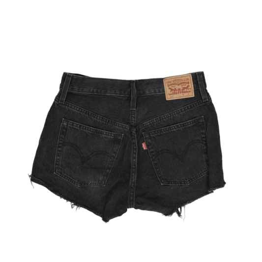 Levi's 501 Black High Waisted Denim Shorts 28W 100% Cotton Vintage